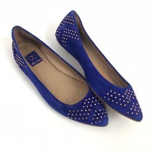 ELLA MOSS Blue Suede Chevron Ballot Flats - 6 1/2